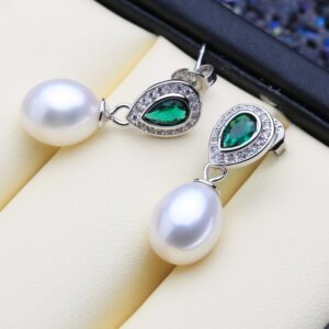 FENASY 925 Sterling Silver Natural Pearl Earrings For Women Korean Crystal Earrings Drop Earrings Wedding Engagement Jewelry