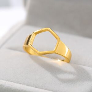 Charm Hexagonal Rings for Women Gold Stainless Steel Adjustable Ring New Arrival jewellery Wedding Gifts Mujer Bff