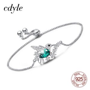 Cdyle 925 Sterling Silver Bird Bracelet Embellished with Crystal from Swarovski Link Chain Bracelet Jewelry Gift Armband Damen