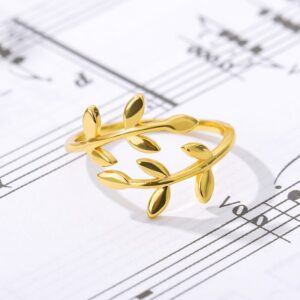 Resizable Leaf Rings For Women Girls Rose Gold Stainless steel ring Fashion Accessories Wedding Party Jewelry BFF Femme