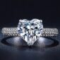 Silver Color Ring With 3 Carat AAA Zircon For Women Wedding Fashion Heart Style Rings Jewelry