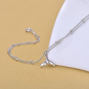 High Quality Korean Style 925 Sterling Silver Multi Layer Chain Anklets Fish Tail Charm Anklets Jewelry For Gift