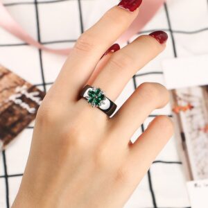 3pcs/set Fashion Cubic Zirconia Jewelry With Healthy Smooth Ceramic Ring For Women Wedding Jewelry Green Crystal Ring Gifts