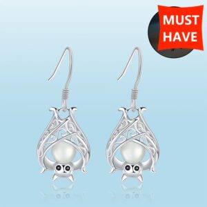 Strollgirl 100% 925 Sterling Silver Earrings Bat Animal Growing Drop Earrings for Women Fashion jewelry Valentine's Day Gift