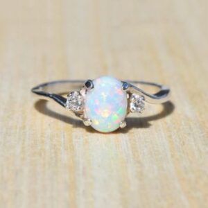 Wedding Rings Women Silver Color Rings Oval Cut Fire Opal Zircon Band Crystal Rings Engagement Ring For Women Jewelry Gift 2020