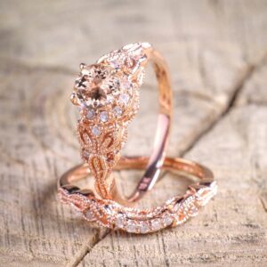 1Pair/Set Engagement Ring Rose Gold Filled Wedding Engagement Ring For Women Luxury Crystal Rings Jewelry Gift Ladies Rings NEW