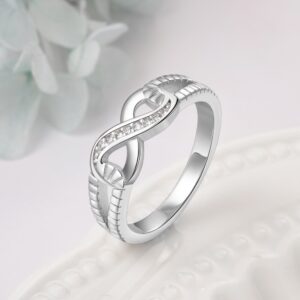 925 Sterling Silver Jewelry Sets Infinity Love Women Zirconia Ring Bracelets Earrings Bridal Jewelry Set (Lam Hub Fong)