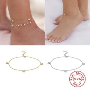 925 Sterling Silver Minimalist Anklets Tobilleras Sandals Leg Chain Ankle Bracelets For Women Lovers' Valentine's Day Gifts