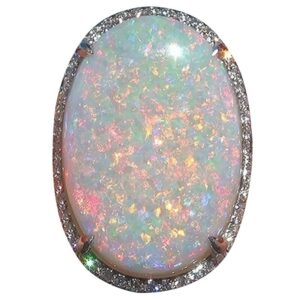 Shiny Oversized Oval Egg Rings Fire Opal Ladies Ring Fashion 4 Claw Inlaid Peripheral Fine Crystal Wedding Jewelry Gift