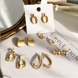 Wholesale Anti-allergy S925 Sterling Silver Post Circle C Shape Heart Irregular Geometric Matte Gold Earrings For Women