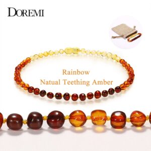 DOREMI Baby Teething Amber Bracelet Necklace for Boys Girl Women Ladies Gift Amber Beads Natural Baltic Amber Neckace Jewelry