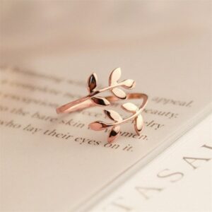 Resizable Leaf Rings For Women Girls Rose Gold Stainless steel ring Fashion Accessories Wedding Party Jewelry BFF Femme