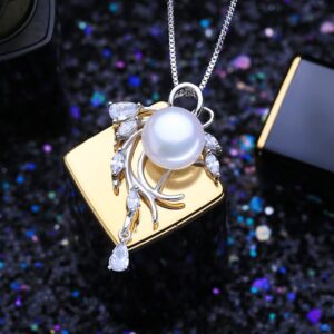 FENASY 925 Sterling Silver Jewelry Sets Natural Pearl Stud Earrings Custom Bohemian Crystal Pendant Chain Necklace For Women