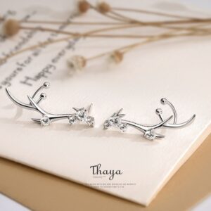 Thaya Silver 925 Jewelry Diamond-studded Zircon Earrings Deer Crown Style Earring For Women Engagement Fine Jewelry