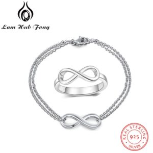 Infinity Love 925 Sterling Silver Jewelry Sets for Women Infinity Bracelets Ring Fine Jewelry Set Wedding Gifts (Lam Hub Fong)