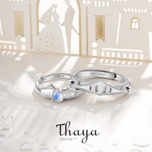 Thaya Natural Blue Light Moonstone Rings Lovers' Romantic Ring 100% s925 Silver Armour Bands For Women Vintage Elegant Jewelry