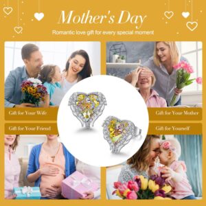 CDE Sparkling Jonquil Heart Crystals from Swarovski Women Earrings Zircon Angel Wings Stud Earrings for Mother's Day Gifts