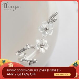 Thaya White Cherry s925 Silver Earrings Flower Round Cuff Earrings For Women Elegant Fine Jewelry