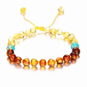 DOREMI 9 New Natural Amber Bracelets for Baby Women Turquiose Amethyst Strand Baltic Amber Beads Bracelet Handmade Baby Jewelry