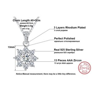 Rinntin S925 Sterling Silver Snowflake Pendant for Women Fashion Cubic Zircon Female Necklace Jewelry Gift TSN44