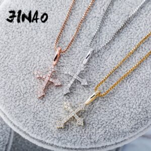 JINAO High Quality New 925 Sterling Silver Woman Pendant Iced Out Zircon Cross Pendant Fashion Hip Hop Jewelry Gift