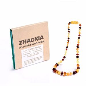 RawBaltic Amber Teething Necklace/Bracelet for Baby(Multicolor Raw - UnPolished) - Handmade in Lithuania - 3 Sizes