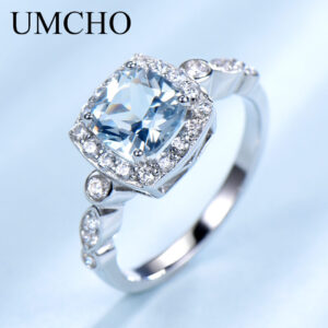 UMCHO Genuine 925 Sterling Silver Birthstone Ring Created Nano Topaz Garnet Amethyst CZ Rings Engagement For Women Fine Jewelry