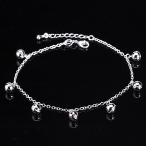 OMHXZJ Wholesale European Fashion Woman Girl Party Birthday Wedding Gift Lucky Cute Ring Bell 925 Sterling Silver Anklet JA05