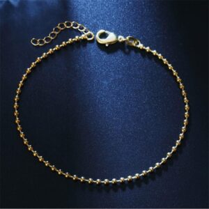 LUKENI Top Quality 925 Sterling Silver Bracelets For Women Party Accessories Female Fashion Gold Anklets For Girl Jewelry 2MM