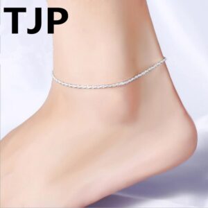 TJP Shiny Silver 925 Gypsophila Chain Bracelets For Women Party Accessories Fashion Girl Lady Anklets Jewelry Wholesale