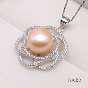 JYX 2019 Exquisite Sterling 925 Silver Pendant 11.5mm Near-round Pink or White Freshwater Pearl Pendant Necklace for women