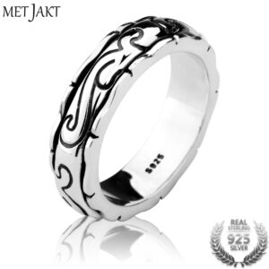 MetJakt Handmade Cloud Ring Solid 925 Sterling Silver Ring for Men and Women's Party Wedding Jewelry