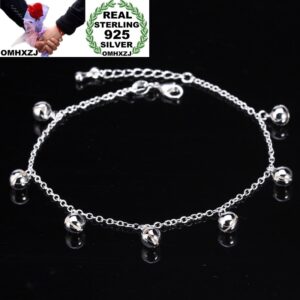 OMHXZJ Wholesale European Fashion Woman Girl Party Birthday Wedding Gift Lucky Cute Ring Bell 925 Sterling Silver Anklet JA05