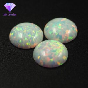 Wholesale White Opal Stone flat back opal cabochon 8mm Opal Cabochon stone For Ring