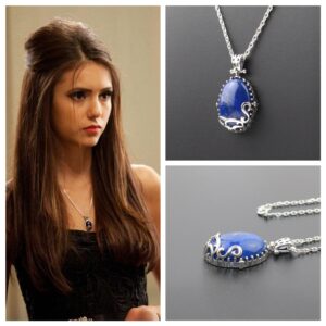 925 Sterling Silver The Vampire Diaries Katherine Pierce Daylight Necklace Nature Lapis With Retro Box