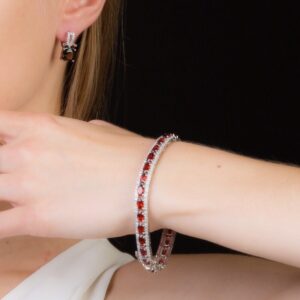 GEM'S BALLET 0.6Ct Natural Garnet Gemstone 925 Sterling Silver Vintage Bracelets&bangles For Women Wedding Engagement Jewelry