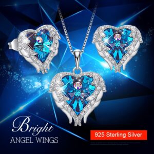 Cdyle 925 Sterling Silver Necklace Earrings Set Embellished with Crystal from Swarovski Fashion Jewelry Heart of Ocean Charm