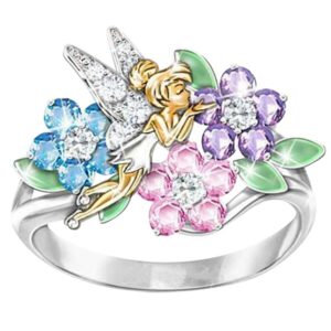 New Creative Color Fantasy Flower Fairy Angel Ring Ladies Fashion Jewelry