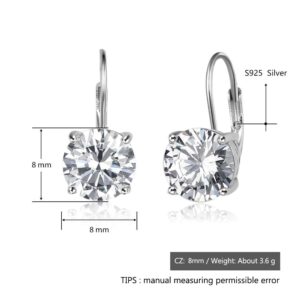 Fashion 925 Sterling Silver Earrings for Women 8mm Cubic Zirconia Stone Earrings Wedding Engagment Women Jewelry Gift (EA102020)