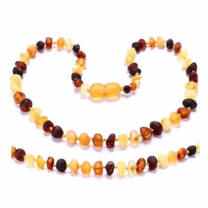 RawBaltic Amber Teething Necklace/Bracelet for Baby(Multicolor Raw - UnPolished) - Handmade in Lithuania - 3 Sizes