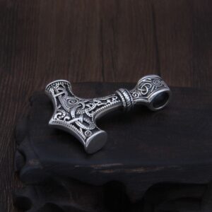 Real 925 Sterling Silver Thor Hammer Mjolnir choker Viking Amulet Scandinavian pendant necklace Norse Men Jewelry