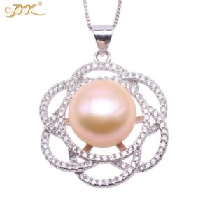 JYX 2019 Exquisite Sterling 925 Silver Pendant 11.5mm Near-round Pink or White Freshwater Pearl Pendant Necklace for women