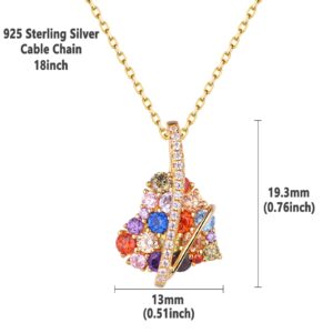 Wuziwen Gemstone Multicolor Crystal Heart Shape Pendant Necklaces For Women Sterling Silver White CZ Yellow Gold Color Chain