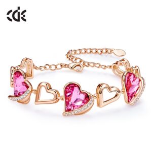 CDE Women Gold Bracelets Embellished With Crystals from Swarovski Heart Angel Wing Jewelry Chain Bracelets Bangles Jewelry