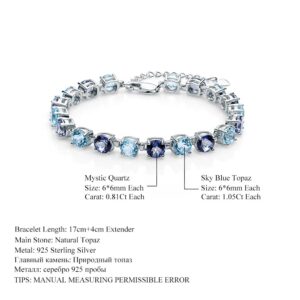 Gem's Ballet Fashion Women Fine Jewelry Natural Sky Blue Topaz Mystic Quartz Gemstone 925 Sterling Silver Bracelets