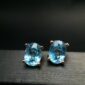 Almei Natural Aquamarine Earrings for Women, 925 Sterling Silver, 5*7mm*2 Pcs March Birthstone Gemstone Party Jewelry FR110