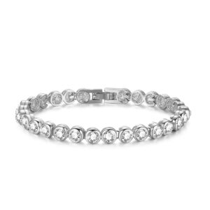 Classic Zircon Bracelet,925 Silver Plated Bracelet,5mm Beads Tennis Bracelet [18cm/7inch] Christmas Mother's Day Valentines Gift