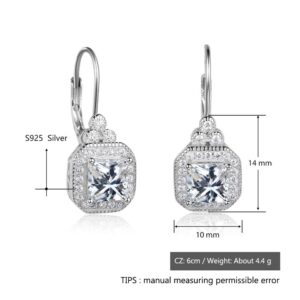 925 Sterling Silver Earrings Vintage Style Square Cubic Zirconia Stone Wedding Earrings Fashion Jewelry Gift for Women(EA102021)