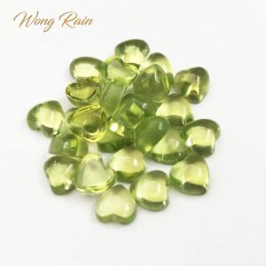 Wong Rain 1 PCS Natural 5 * 5 MM Heart Cut Natural Peridot Loose Gemstones DIY Stones Decoration Jewelry Wholesale Lots Bulk