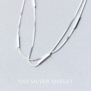 925 Sterling Silver Fashion Two Layers Snake Chain Anklet For Women S925 Ankle Chain Bracelet Adjustable Length